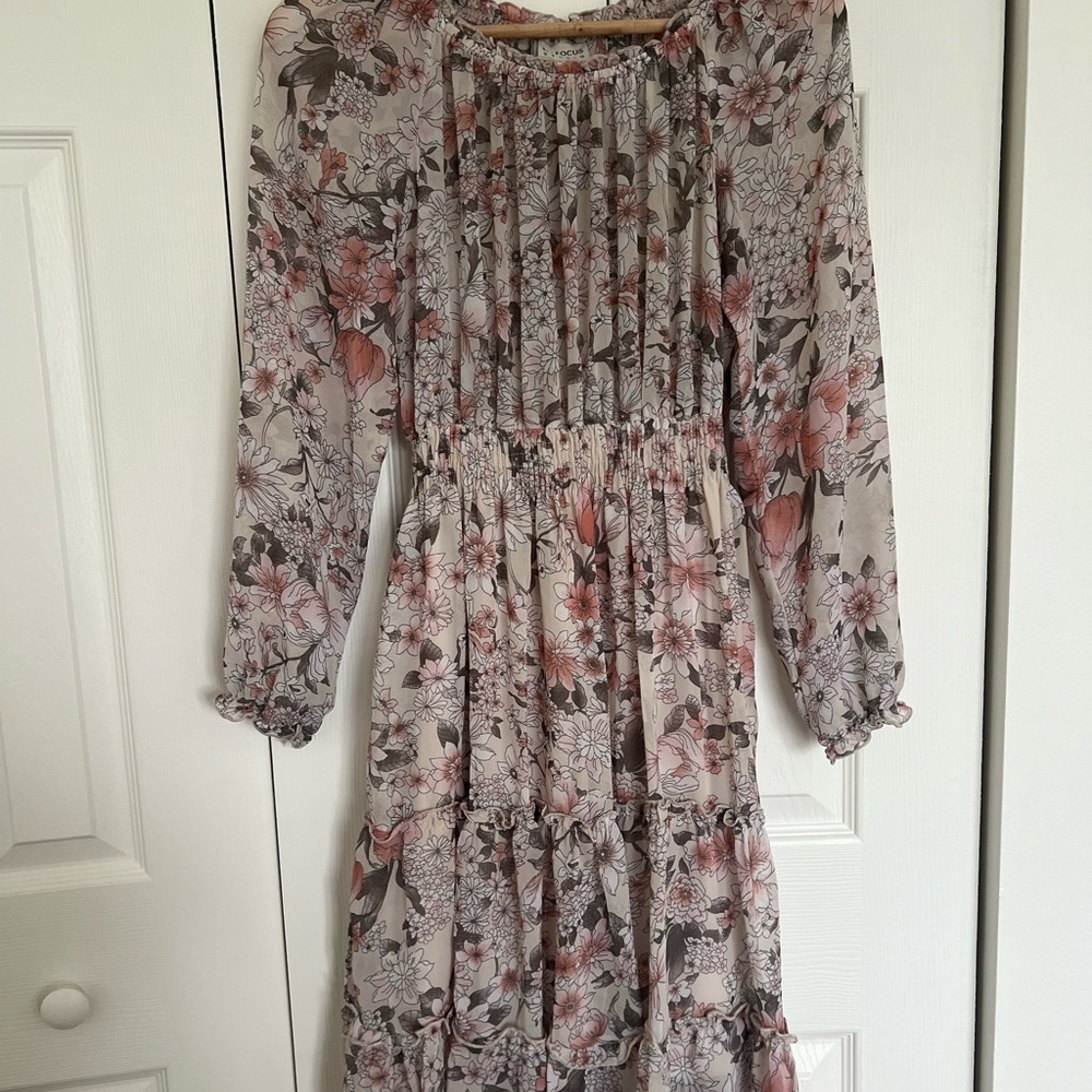 Enfocus Studio Pink and cream Floral Dress size 8